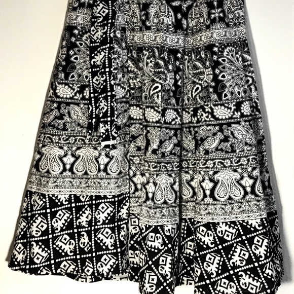 New Black White India new 100% cotton wrap Skirt - Picture 2 of 5
